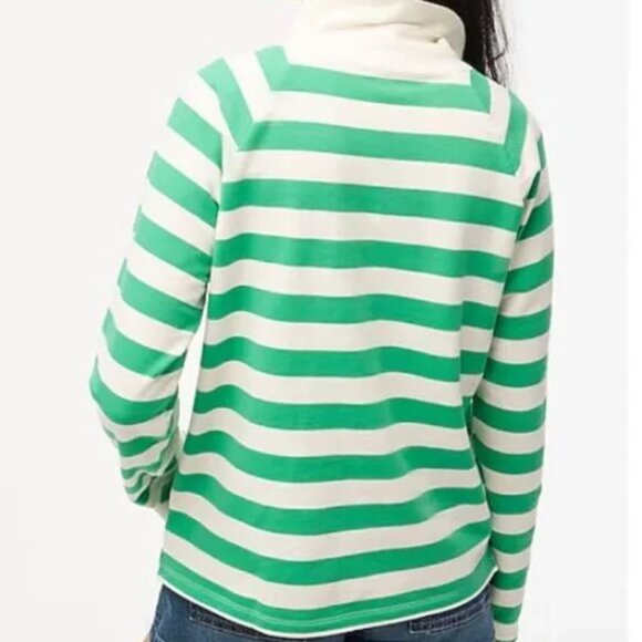 J. Crew Striped wide button-collar pullover sweatshirt in lightweight terry L - Picture 4 of 8